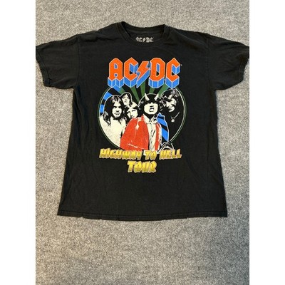 AC/DC T-Shirt Mens Size Large Black Highway To Hell Tour Distressed Graphic Tee