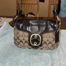 Coach Bleeker Vintage Flap Close  Signature W/ Leather Trim L11441 Shoulder Bag