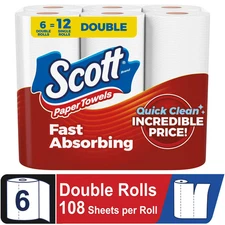Scott Paper Towels Choose-A-Sheet 6 Double Rolls 12 Rolls 108 Sheets Per Roll us