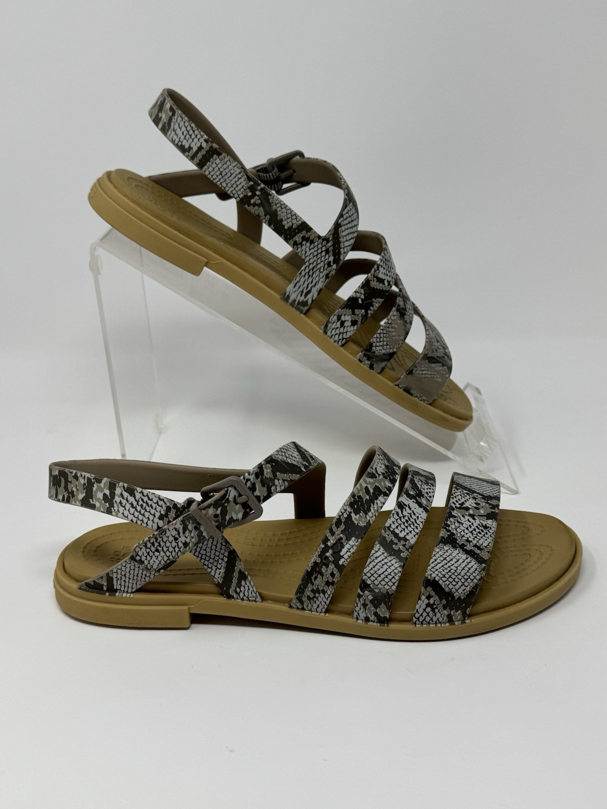 Crocs Tulum Slip On Open Toe Snake Print Strappy Sandals Women's Size 6 EUC image 2