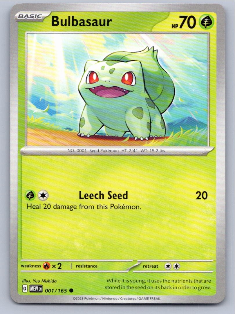 2023 POKEMON BULBASAUR 151 001/165 C NM A68000 FREE S&H
