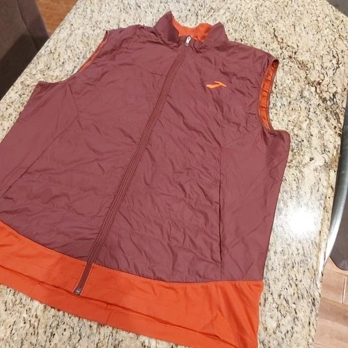 BROOKS Men's Run Happy Running Vest 2XL Purple/Rust Zip-Up Lightweight Packable image 3