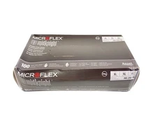 (100/Pk) ANSELL Microflex Midknight Nitrile Exam Gloves - X-Large - Black MK-296