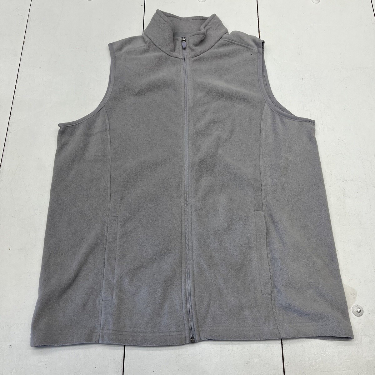 Lands End Gray Thermacheck 100 Fleece Vest Women's Size Large 14