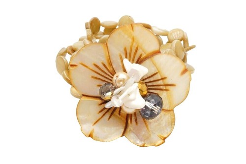 Faux Fashion Abalone/Pearl Flower Bracelet | eBay display picture 2