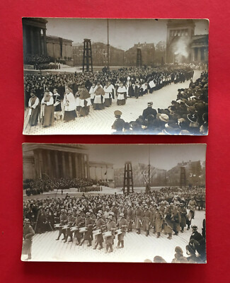 2 x occasion photo postcard Berlin 1921 funeral of Emperor Augusta Victoria (51040