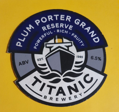 TITANIC Brauerei PLUM PORTER GRAND RESERVE Real Ale Bier Pumpe Clip Abzeichen Stoke