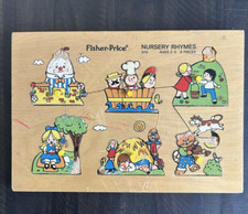 Vintage Fisher Price 510 Nursery Rhymes Wooden Wood Puzzle - Ages 2-5 6 Pieces