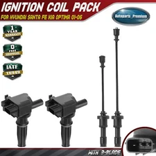 2x Ignition Coils & 2x Spark Plug Wires for Hyundai Santa Fe Kia Optima 01-06