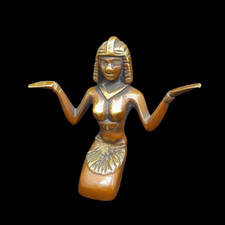 Very Rare Antique 1920s Egyptian Female Pharaoh Bronze Car Mascothood Ornament