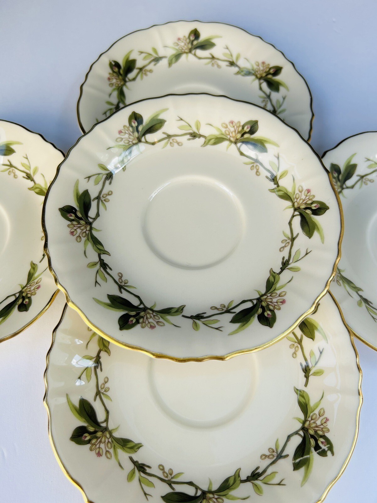 (5) Vintage Syracuse  Gold Rim Fine China Westvale Pattern Saucer Plates