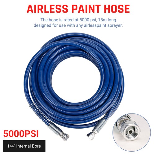 Airless Paint Spray Hose Sprayer Airless Gun Extension Tube 1/4'' 15m 5000PSI - Picture 3 of 12