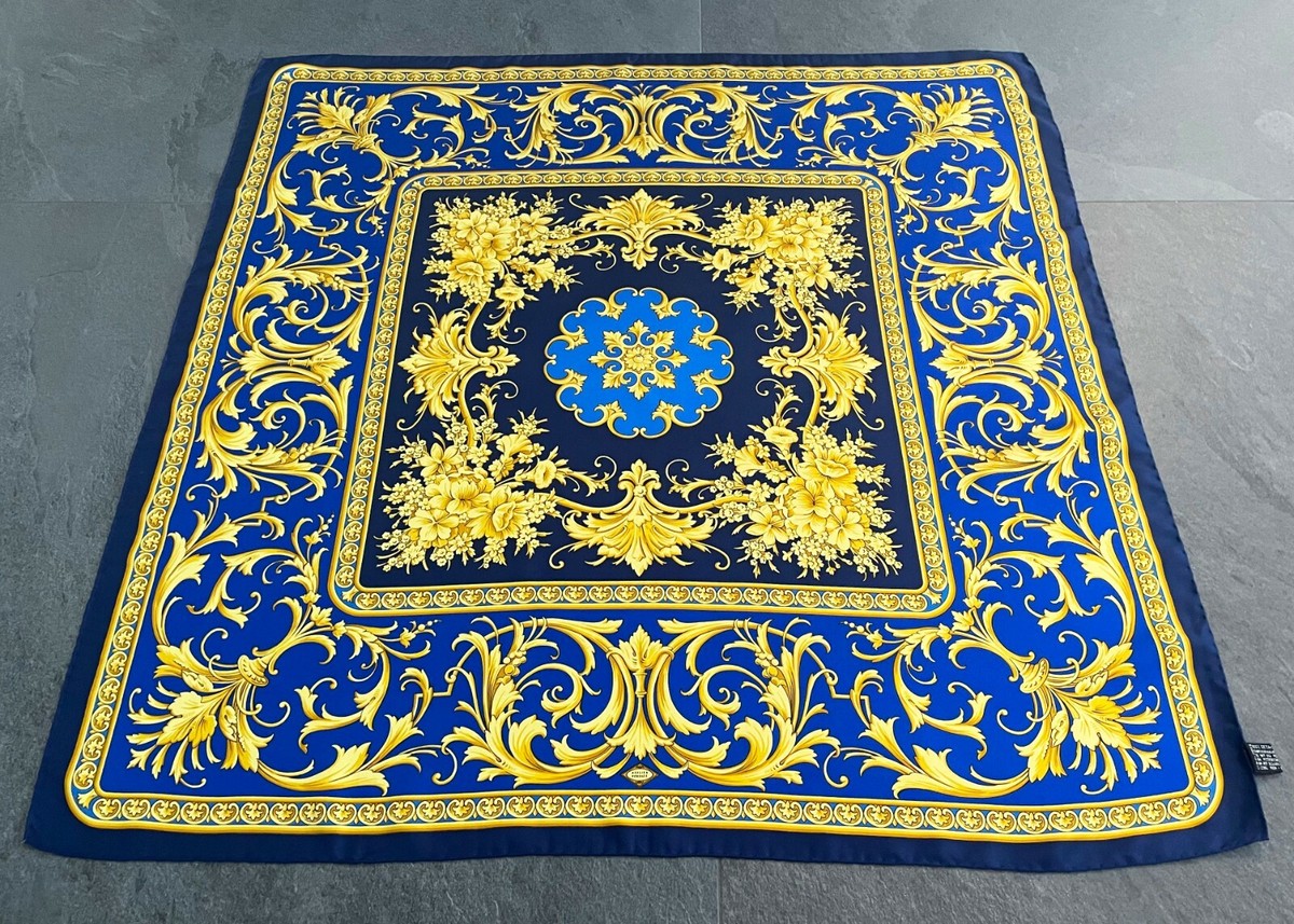 [美品] ヴェルサーチ　VERSACE スカーフ　シルク　バロック　青　絹 s-l1200.jpg