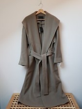 Bnwt Massimo Dutti Mole Grey Brown Long Wrap Wool Coat Size S-m