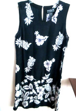 VISION LADIES DRESS SIZE L LIGHT WEIGHT SLEEVELESS BLACK / WHITE FLORAL