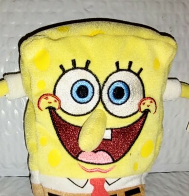 Ty Beanie Baby SPONGEBOB SQUAREPANTS Yellow Brown Soft 8in Plush