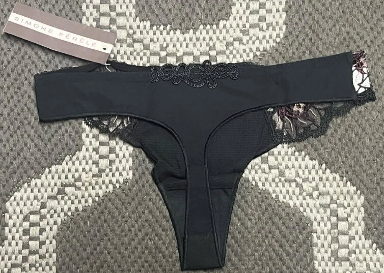 NEU STRING BAGATELLE CREPE GUIPURE SPITZE GR1 (36) SIMONE PÉRÈLE schwarz *095409 - Bild 4 von 4