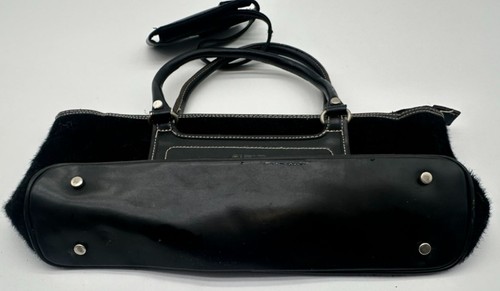 XOXO Black Faux Fur & Leather Handbag With Double Handles & Zipper Closure - Picture 5 of 9
