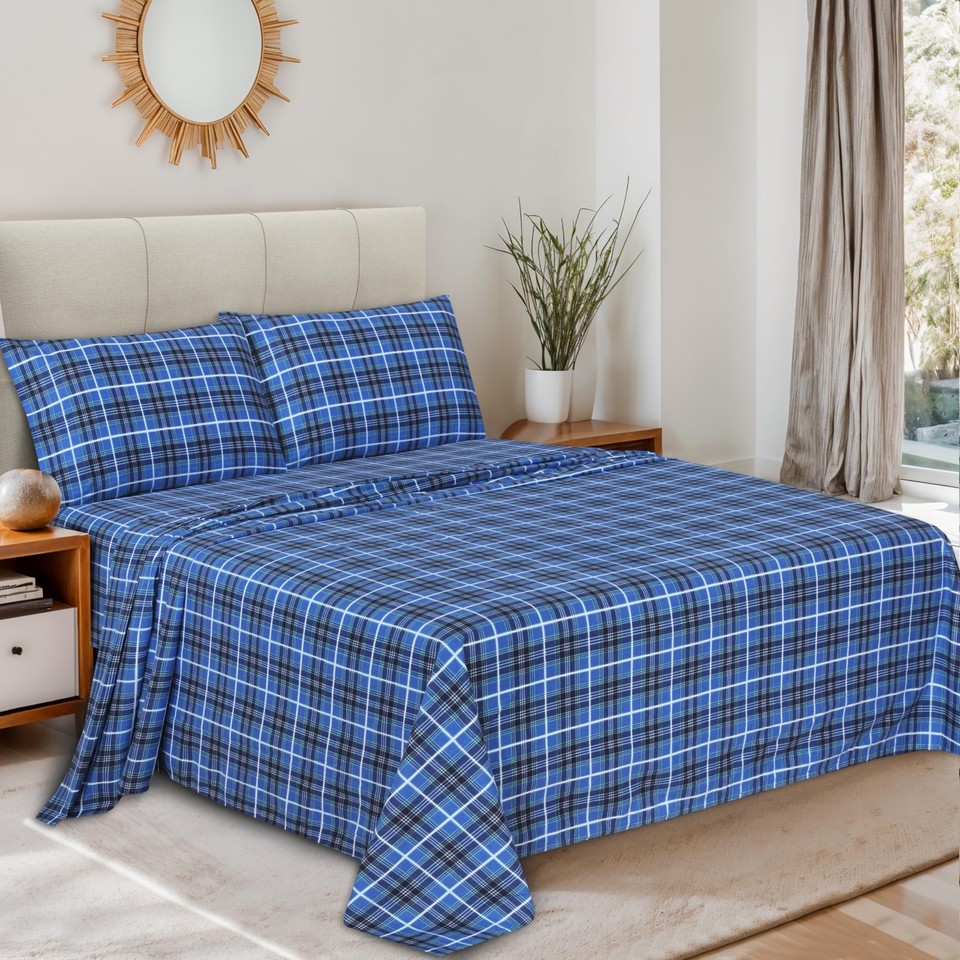 RUVANTI Flannel Sheets Queen Size 100 Cotton Double Brushed Bed