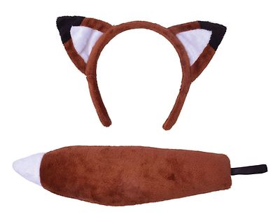 Plüsch brauner Fuchs Set (Ohren & Schwanz) fantastischer Herr Fuchs Buch Tag Tier Kostüm