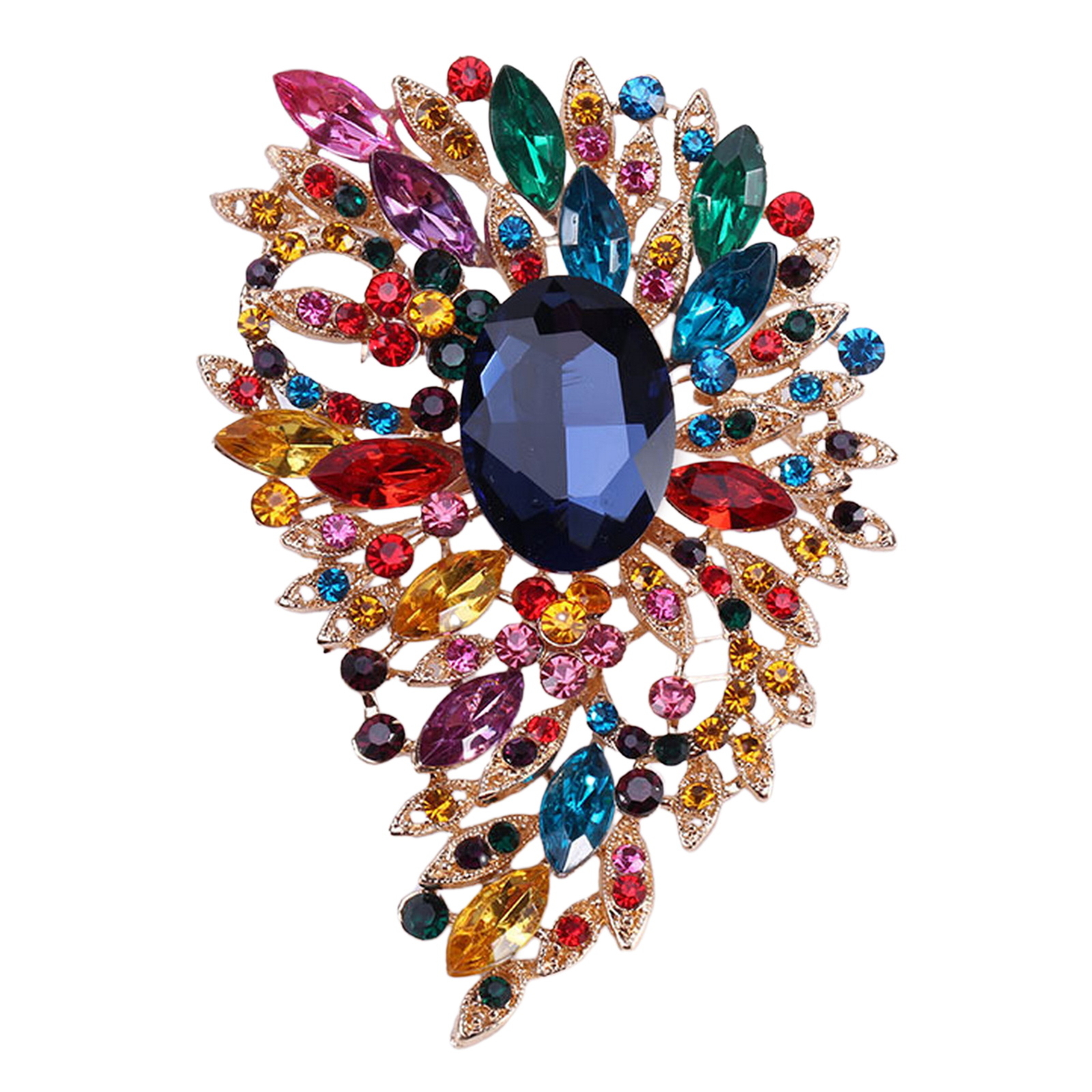 Hat Brooch Pin Elegant Colorful Glass Rhinestone for Suit Lapel Scarf Buckle