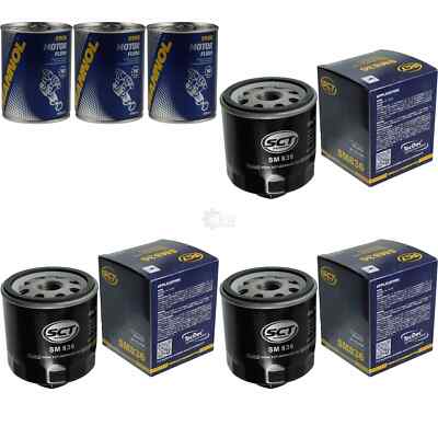 3x Original SCT Ölfilter SM 836 + 3x SCT Motor Flush Motorspülung