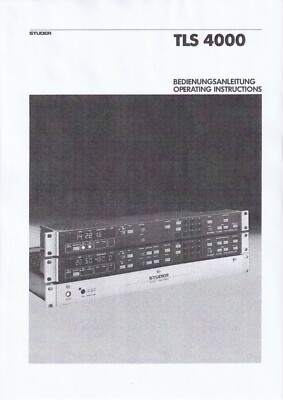 Operating Instructions for Studer Tls 4000
