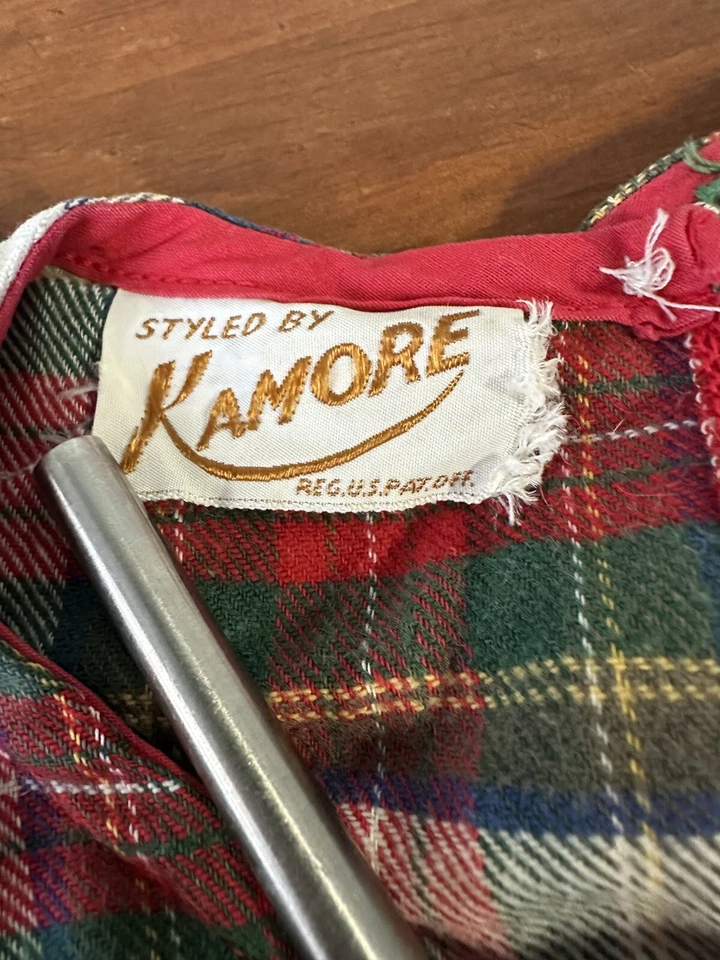 复古 Kamore 圣诞格子棉质蕾丝换装连衣裙 M/L 口袋 * 阅读 — 第 4/4 张图片