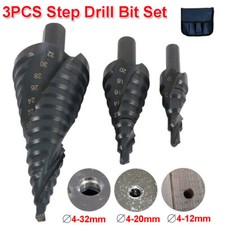 3pcs HSS Step Drill Bit Set Large Cone Titanium Bit Set Metal Hole Cutter +Pouch