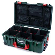 Trekking Green  Red Pelican 1535 air case with Trekpak dividers  mesh org.