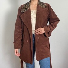 Brown Vintage Cheetah Trench Coat