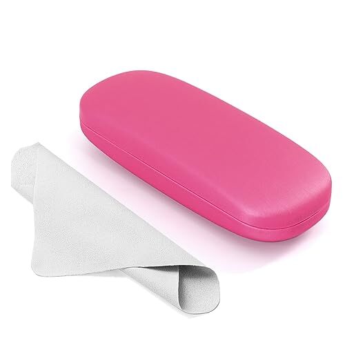 Glasses Case Hard Shell - PU Leather Eyeglass Case Eyeglasses Case for Pink