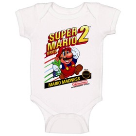 Super Mario Bros 2 Retro Nes Box Art Baby One Piece
