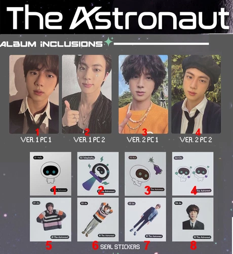 BTS JIN Solo - Álbum The Astronaut LIBRO DE FOTOS VER. TARJETA FOTOGRÁFICA OFICIAL KPOP