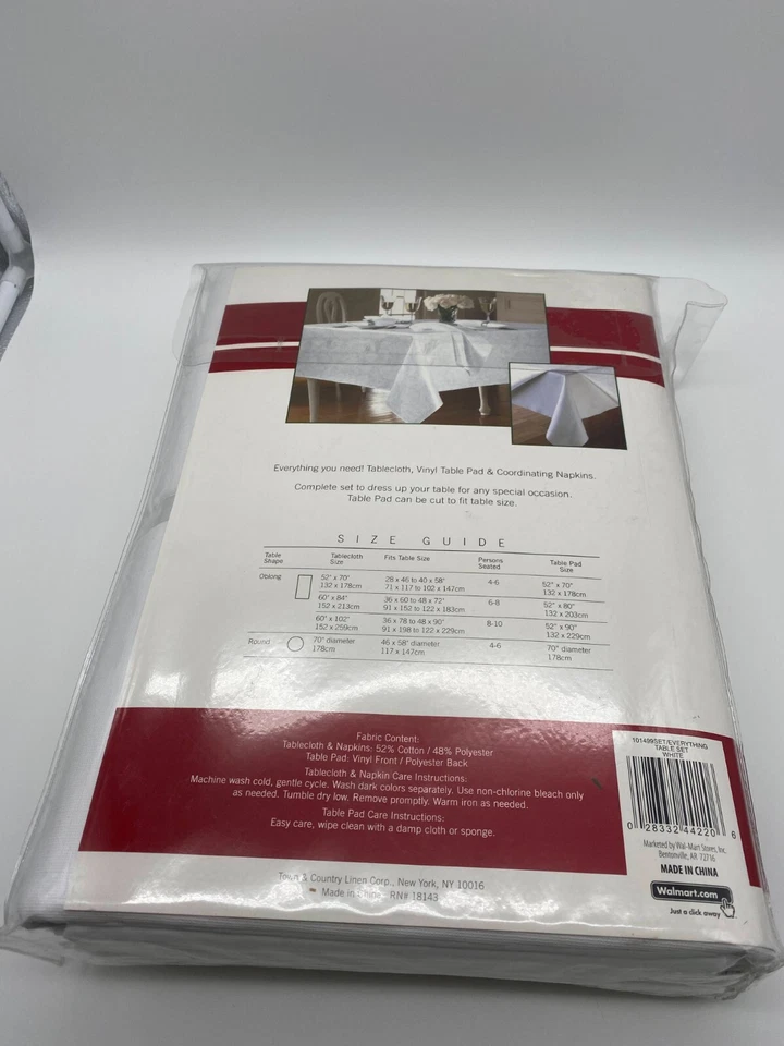 Town & Country Everything Table Set White Floral 60"x102" Oblong NIP - Image 4 of 4