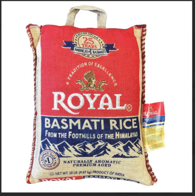 Royal Basmati Rice EMPTY Jute Zipper Bag with handles (No rice)
