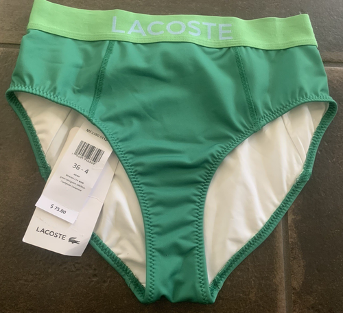 NWT Women's Lacoste Print Bikini Bottom w/Oversized Logo in Green Size 36-4 - Picture 12 of 24