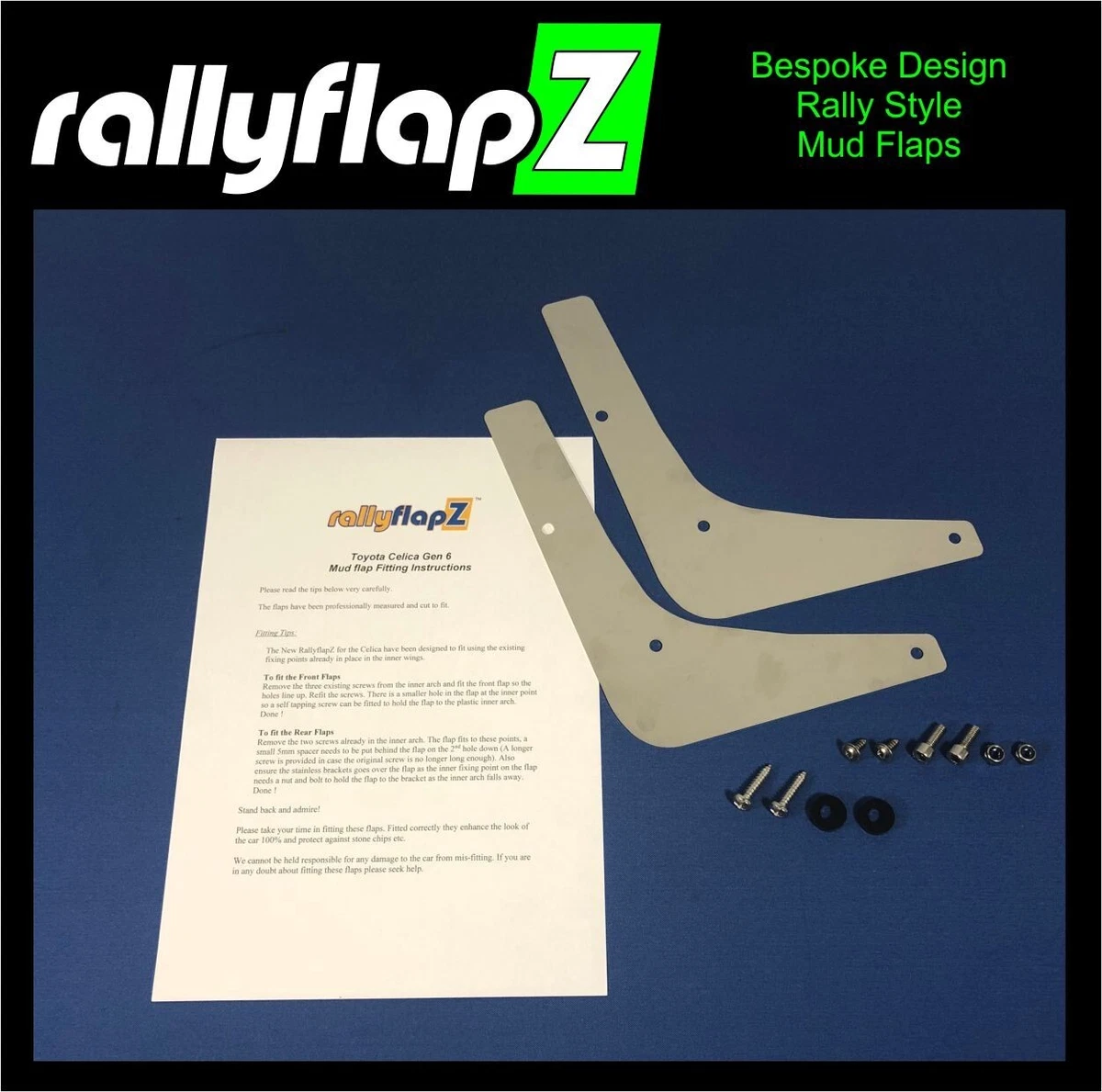 rallyflapZ Mud Flaps Fixings Toyota Celica 6th Gen 93 99 Black 4mm Black G