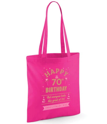 70th Birthday Gift Bag Age 70 Gift Idea Foldable Happy Birthday Present Keepsake - Image 1 of 4
