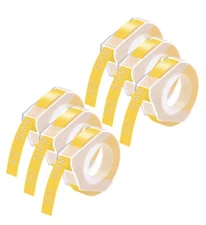 6x For DYMO Label Maker 3D Embossing Plastic Label Tape A520108 White/Yellow 9mm