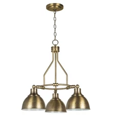Craftmade Timarron 3 Lt Down Chandelier, Legacy Brass w/Hammer Metal - 35923-LB