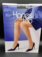 Hanes Too Day Sheer Size EF Control Top Reinforced Toe Barely Black Style 136