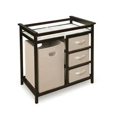 Badger Basket Modern Changing Table With Hamper/3 Baskets Espresso
