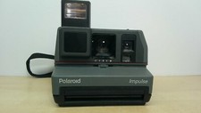 Vintage Polaroid Impulse Land Camera Film Built in Flash Grey w/Strap Untested