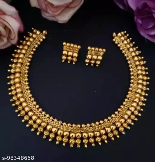 SOUTH INDIAN JEWELRY SET ETHNIC 22k GOLD PLATED BRIDAL NECKLACE
