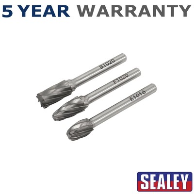 Sealey Wolframcarbid Rotationsgrat-Set 3-teilig Reißzange/grob SDBCK3