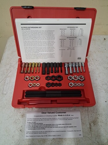Craftsman 40 pc. Tap and Die Set, Master Rethreader, USA - Part # 52105 ...