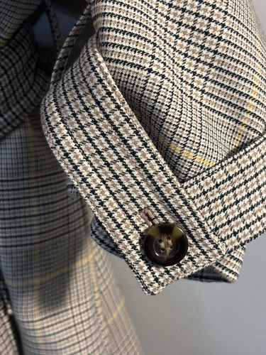 Ann Taylor Glen check plaid trench coast sz XXL Houndstooth Academia Transition - Picture 5 of 9