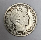 1908 D Barber Head Silver Half Dollar