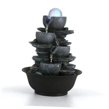  Tabletop Water Fountain Indoor Waterfalls Fountains with Colored LED Style 5